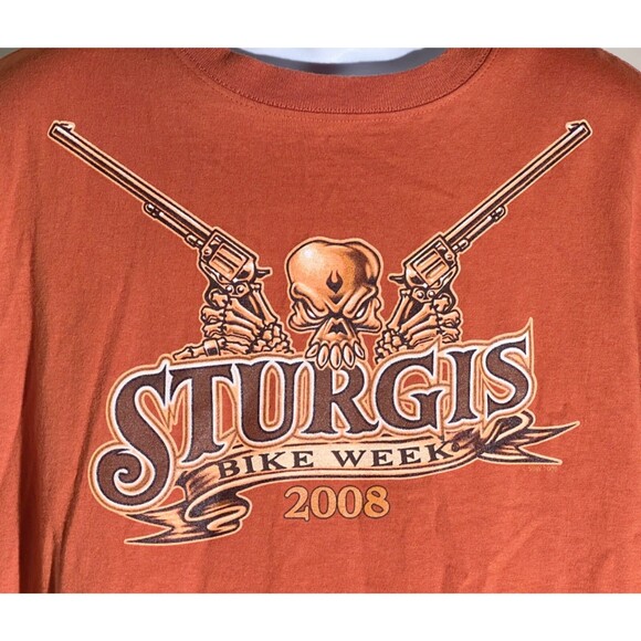STURGIS BIKE WEEK 2008 Short Sleeve Cotton T-Shirt Gold Large - Picture 2 of 6